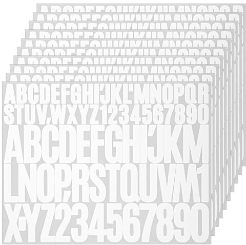 10 Blätter Klebebuchstaben Wetterfest, 780 Stück Zahlen Aufkleber Buchstaben Sticker, Vinyl Weiße Selbstklebende Buchstaben zum Aufkleben für Postfach Scrapbook Kunsthandwerk