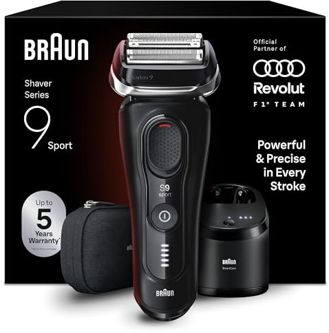 Braun Rasierer Herren Elektrisch Series 9 Sport, 9150cce, Schwarz | Elektrorasierer mit 4+1 Präzisionskopf, Barttrimmer mit 60 Min. Akku, Wasserdicht, Inkl. 5-in-1 SmartCare Center, Reiseetui