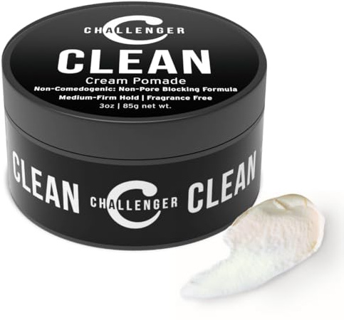 Challenger Fragrance Free Cream Pomade | Non-Comedogenic Styling Product | Unscented Hair Gel | Medium Firm Hold & Clean Ingredients | 3oz