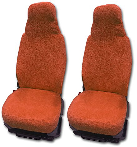 RAU Universal Sitzbezüge für Wohnmobile 2 Stück - 100% Frottee - Terracotta | Pilotsitze orange