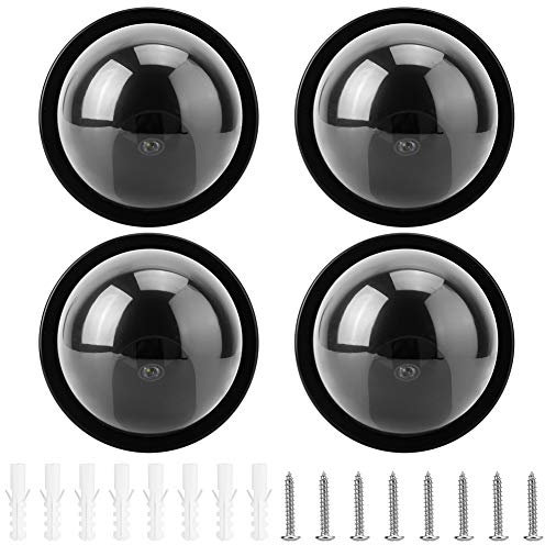 Garsent 4pcs cámara simulación de cúpula Falsa CCTV maniquí con luz LED Intermitente para hogares y Negocios Alimentado por 2 * baterías AA(Negro)