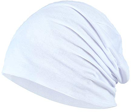 YOFASEN Berretto Slouchy - Cappello in Cotone Chemio Cancro Cappuccio per Dormire Cappuccio Turbante Copricapo Elastico Musulmano per Donna Uomo, Bianca, Taglia Unica