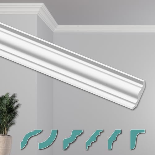 HEXIMO Deckenleisten modern XPS Styropor weiß, 2 Meter Stuckleisten Styroporleisten Zierleisten Stuck Eckleisten (20 Meter Deckenleisten ZG20)