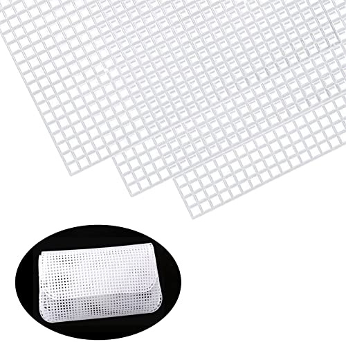 4 Stück Plastic Canvas Mesh Leinenblätter Plastikgitterfolien Needlepoint Canvas Sheets Kunststoff Kreuzstich Meshstoff Cross Stitch für Bastel, Nähprojekte, 20 x 33 cm (Lochdurchmesser 2.2*2.2MM)