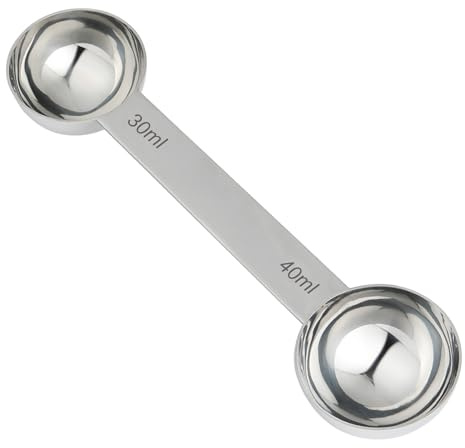 UDQYQ Cuillère doseuse en acier inoxydable avec cuillères doseuses de 30 g et 40 g, en métal double face, longues poignées, cuillère à mesurer pour faire du café sec ou liquide, expresso, café.