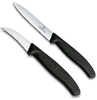 Victorinox - Tourniermesser Starter-Set Swiss Classic Schwarz – 6 cm gebogen + Gemüsemesser 10 cm – ohne Wellenschliff – Gemüsemesser