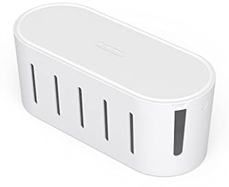 GRFIT Wall-Mounted Cable Management Box With Child Lock, Plastic, White, 14.1*9.5*5.9in, Cable Box