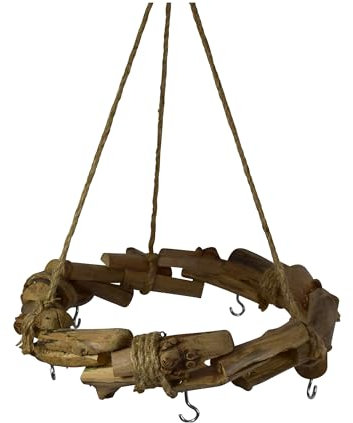 CHICCIE Kranz zum Aufhängen mit 5 Haken Holz Natur 28 x 28 cm - Wanddeko Deko