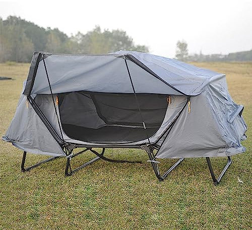 LANAZU Campingzelt-Kinderbett, zusammenklappbares Campingbett mit Markise, tragbar, mit Tragetasche, vom Boden entfernt, erhöhtes Zelt für Wandern und Camping (Grizzle B)