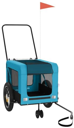 vidaXL Cykelvagn för djur blå och svart oxfordtyg och järn, lastvagn cykel, lastvagn, vagn cykel, lastvagnar cykel, lastvagnar, cykel vagn