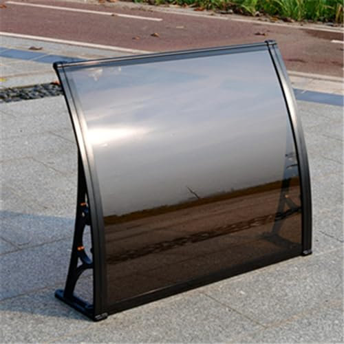 Toit Marquise Plaque Support en Acier Noir Sarcelle Polycarbonate,Auvent de Porte d'entrée Protection Contre Pluie Soleil pour Maison,Toit Abri Terrasse Patio Silencieux (150×590cm)