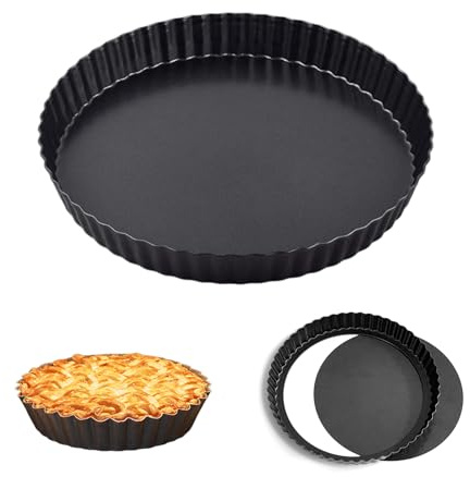 Cylogia 8 Inch Quiche Tart Pan 20cm Non-Stick Dish Quiche Tins with Removable Loose Base Bottom Fluted Round Deep Flan Dish Tart Tins for Baking Quiches Pies Flans Cheese