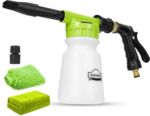DEWINNER Car Wash Foam Cannon, Quick Connect to Garden Hose, Snow Lance for Car & House Washing, Adjustable Foaming Car Wash Sprayer with Mitt & Microfiber Towel