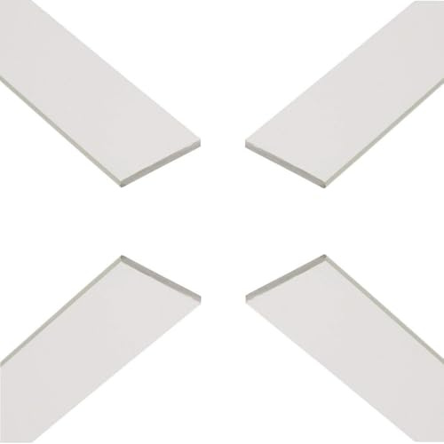 Plastic Flat Bar Strips PVC - Solid Flat Plastic Strip White - 50mm Wide x 1m Length