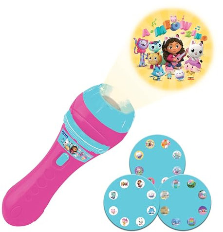 Lexibook, Gabby's Dollhouse, Projecteur d'histoires et Lampe Torche, Projette 24 Images de la série Gabby et la Maison Magique avec 3 disques, Rose/Bleu, LTC050GDH