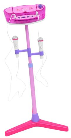 ibasenice 1set Microfono Karaoke Multifunzione Per Giocattolo Simulazione Con Doppio Microfono e Effetti Luminosi Per Divertimento e Apprendimento Rosa