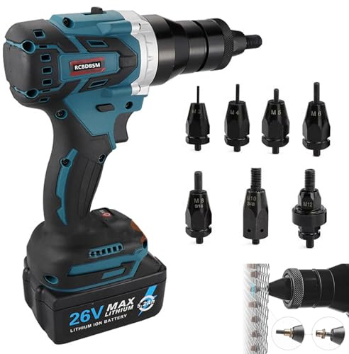 Cordless Rivet Nut Gun Kit Brushless - Electric Rivet Tool with Battery M3 M4 M5 M6 M8 M10 M12 for Iron and Aluminum