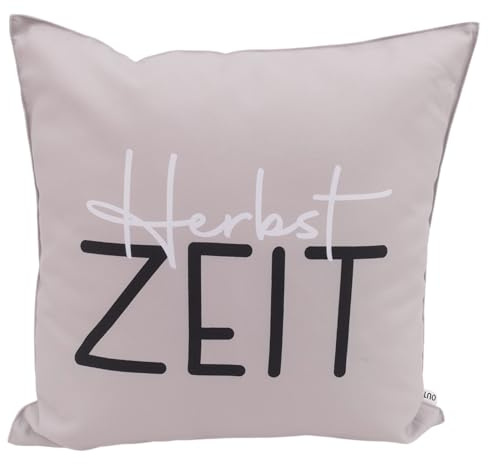 CB Home & Style Outdoor Garten Kissen Herbstkissen Herbstdeko Outdoorkissen Wasserabweisend 45x45cm mit Füllung (Herbstzeit Taupe)