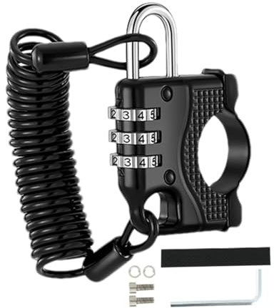 Câble antivol de sécurité pour moto – Antivol à 3 chiffres pour casque de moto | Antivol à combinaison pour poussette | Verrou électrique en alliage d'aluminium pour casque de vélo