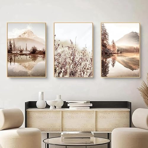 QPLGTU Pintura de arte moderno y estilo bohemio, flor beige de plantas, cartel decorativo natural, impresión en pared para sala de estar, sin marco (A 3,30 x 40 cm)