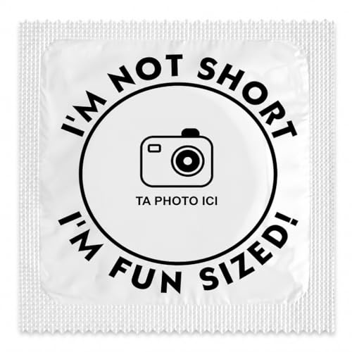 CALLVIN I'm not Short | Personalisierbare Kondome | 5 vorgefertigte Kondome | Lustige und totale Personalisierungen | Lustige Geschenkidee | Aus dünnem und strapazierfähigem Latex