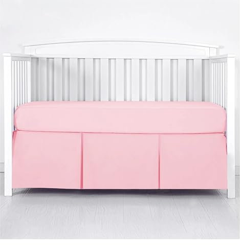 Bettumrandung Standard-Plissee-Bettrock for Kinderbetten, weiße Oberlaken for Babys, Jungen und Mädchen – Kinderzimmerbettwäsche for Kleinkinder, 35,6 cm hoch(Pink,60x 120 x 36 cm)