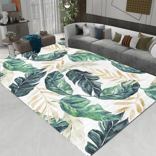 Tapis De Salon, Planter des Feuilles De Bananier 3D, Tapis Antidérapant Moderne, Chambre À Coucher, Bureau, Salon, Tapis Art Déco 160 X 230 Cm - Nettoyage Facile ，Polyester, avec Supp -50308615258980