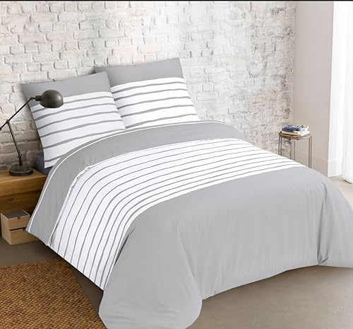 Vision - Wendebettwäsche Mia – Bettbezug 260 x 240 cm mit 2 Kissenbezügen für Kingsize-Bett – 100 % Baumwolle