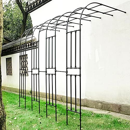 Halbbogen-Laube aus Metall für Hinterhof, Rasen, Terrasse, Hof, schwarzer Gartentorbogen mit 20 mm dickem Harzstahlrohr, erhältlich in den Größen 60/90/120/150/180/220 cm.