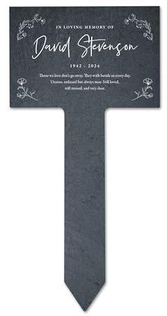 Personalised Large 30cm Wreath Memorial Slate Plant Marker - Custom Message | Sympathy Gift, Remembrance, Grave Marker