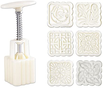 Lodoot 50g Stampo 6 Francobolli Quadrato Mano Pressione Stampo 50g quadrato mooncake stampo