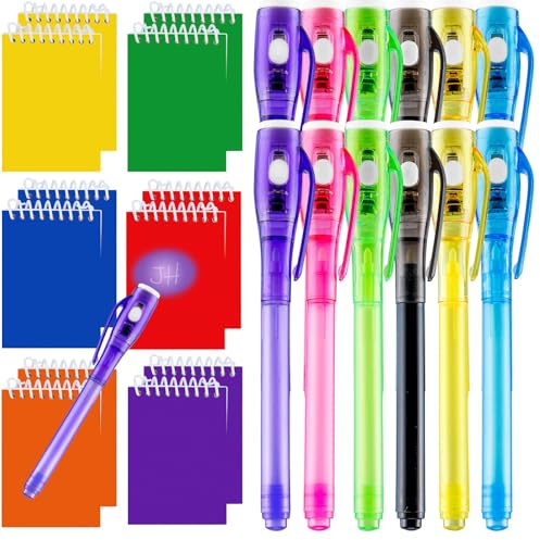 Gabotrie 24 PCS Invisible Ink Pens with 24 PCS Mini Notebooks for Kids,Spy Pen with UV Light for Secret Message,Magic Marker for Spy Game Birthday Party Favors Gift