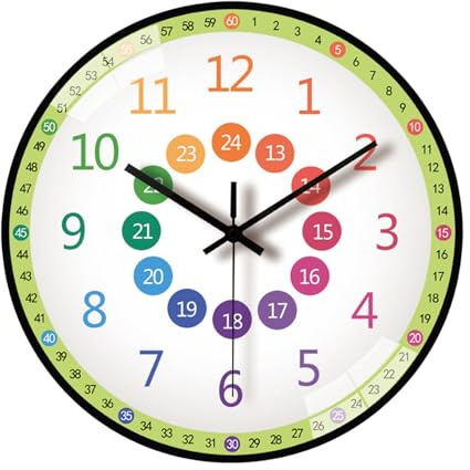 DINSOAVR Orologio da parete per bambini da 8 pollici per la gestione del tempo, orologio silenzioso che indica l'ora di insegnamento orologio per la prima istruzione decorazione della stanza