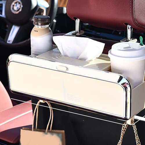 YERUNGT Organisator mit Faltbar Tisch und Tablet/Mobiltelefon, Auto Reisezubehör Organizer, für Kinder Reise Tägliche Gebrauch, Auto Organizer Rückenlehnenschutz(White)