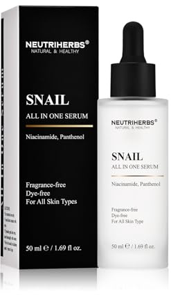 Neutriherbs Snail Mucin Essence, Niacinamide Serum Gesicht-50ML, All-In-One Schneckenschleim Gesichtsserum, Dark Spot Correcting Glow Serum, Anti-Aging Beruhigend Gesichtsgel Serum-Panthenol
