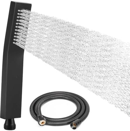 BDHYYM Duschkopf mit Schlauch Handbrause Dusche – Wassersparend Quadratisch Schwarz, 1.5m Schlauch, 44 Anti-Verstopfungs-Düsen, Geeignet für Bäder & Toiletten