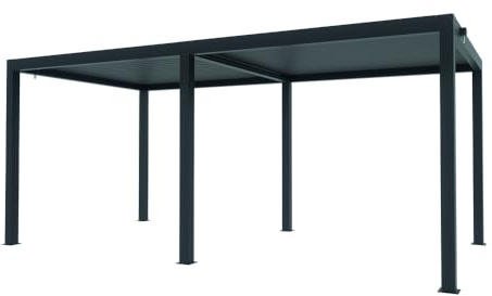 VERDELOOK | Pergola Bioclimatica Atena 120, 3x6 – H.2.5 Metri, Colore Grigio, con Lamelle Frangisole Orientabili, con Grondaia di Scolo, Gazebo in Metallo, Tettoia Giardino