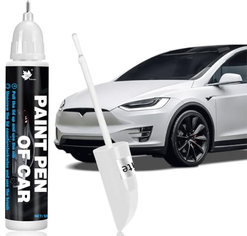 Canollo Lackstift Auto Weiß, 12 ml, 2-in-1 Autos Kratzer Reparatur | Pinsel und Präzisionsspitze, hohe Deckkraft, schnelltrocknend, wasserfest, UV-beständig, der Autos, Anhänge, Motorräder