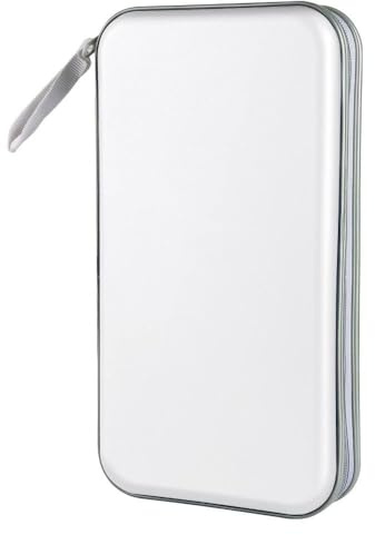Contenitore portatile in plastica rigida per CD, capacità 80 dischi, organizer (bianco)