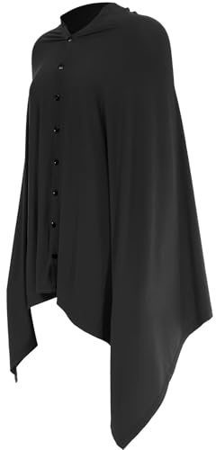 HIAKDOFT Bufanda de Lactancia Materna Multifunción para Madres, Chal de Algodón Negro y Transpirable, Cubierta para Amamantar al Aire Libre, Poncho Práctico y Cómodo para Bebés