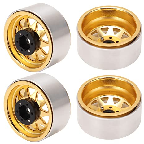 Ausla RC Car Wheel Hub, Aluminum Alloy Metal Rims for Crawler with 10 Holes 12mm Hex Drive for SCX10 D90