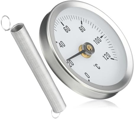 Termostato per canna fumaria – 63 mm regolabile in acciaio, misuratore di temperatura ad alta precisione |, scambiatore di calore, olio caldo, energia interna ed esterna, giardino industriale