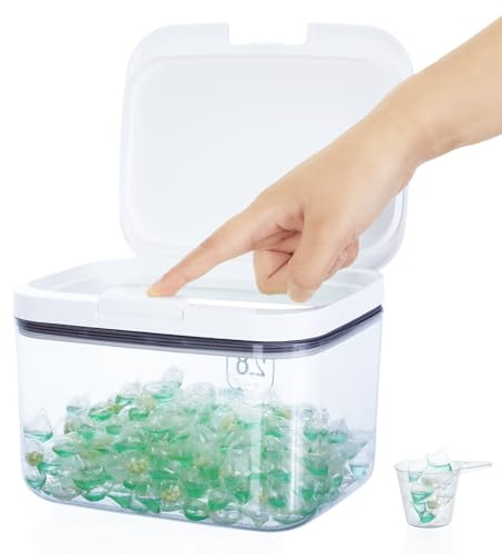 VINATO 2.8 L Contenedor Detergente Polvo,Pastillas Lavadora Caja de Almacenamiento de Plástico,Dosificador Detergente Lavadora
