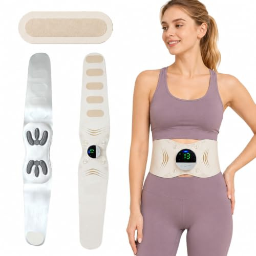 Cinturón EMS térmico inalámbrico, estimulador muscular para abdomen&espalda | Estimulación EMS con calor y masaje, 3 niveles, 16 intensidades, diseño extraíble para relax en casa u oficina