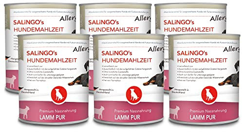 SALiNGO Premium Nassfutter für Hunde Lamm PUR, getreidefrei, hoher Fleischanteil, hypoallergen, Barf Dosen