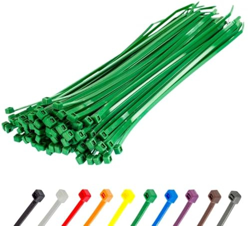 Gocableties Kabelbinder Grün 100 Stück 370 x 4,8 mm UV-beständig | 22,2 kg Zugfestigkeit, UV-beständig