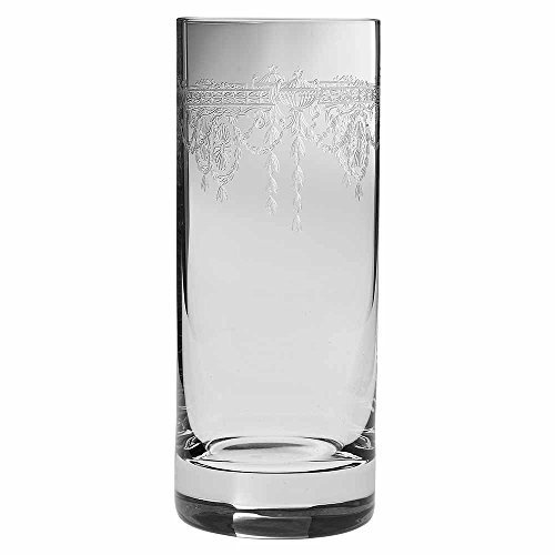 Urban Bar 1890 Highball Glass 35cl - Single - Lead Free Crystal Long Drink Tumbler with Etched Pattern