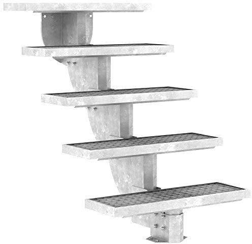 DOLLE Außentreppe Gardenstep mit 5 Stufen Höhe 92,5-112,5 cm Gitterroststufen 80 cm