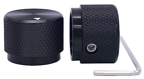 Taiss/2 Stücke Drehknopf für elektronisches Potentiometer aus Aluminium, schwarz, für Welle mit 6 mm Durchmesser, Lautstärkeregler, Audioknopf, Gitarrenknopf, Schaltknopf, 20 mm x 15,5 mm Höhe