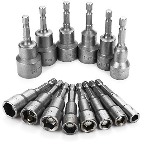 TuToy 14 Stücke 6-19Mm 1/4 Zoll Sechskantschaft Buchse Magnetische Mutter Treiber Set Bohrer Adapter